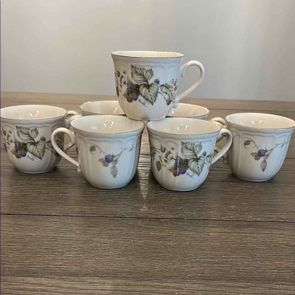 Summer hill Epoch coffee tea cup set pretty blackberry raspberry design 7 cups
